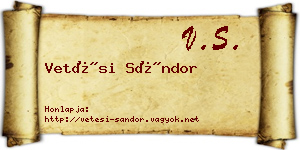 Vetési Sándor névjegykártya